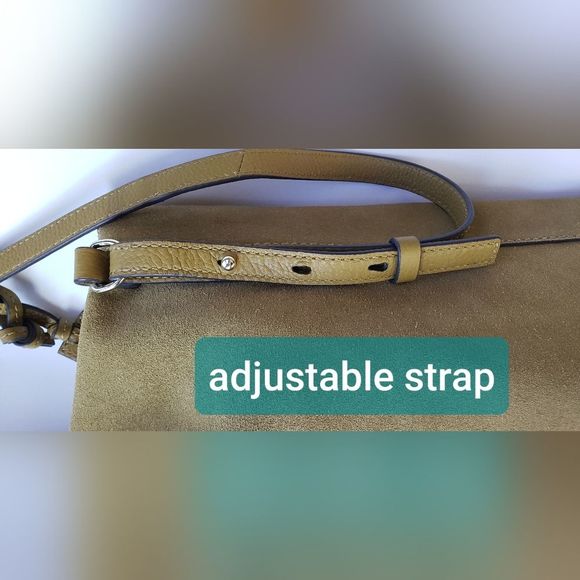 Vince Camuto Women's Suede Purse Crossbody Bag in Color Olive Oil - Picture 12 of 13